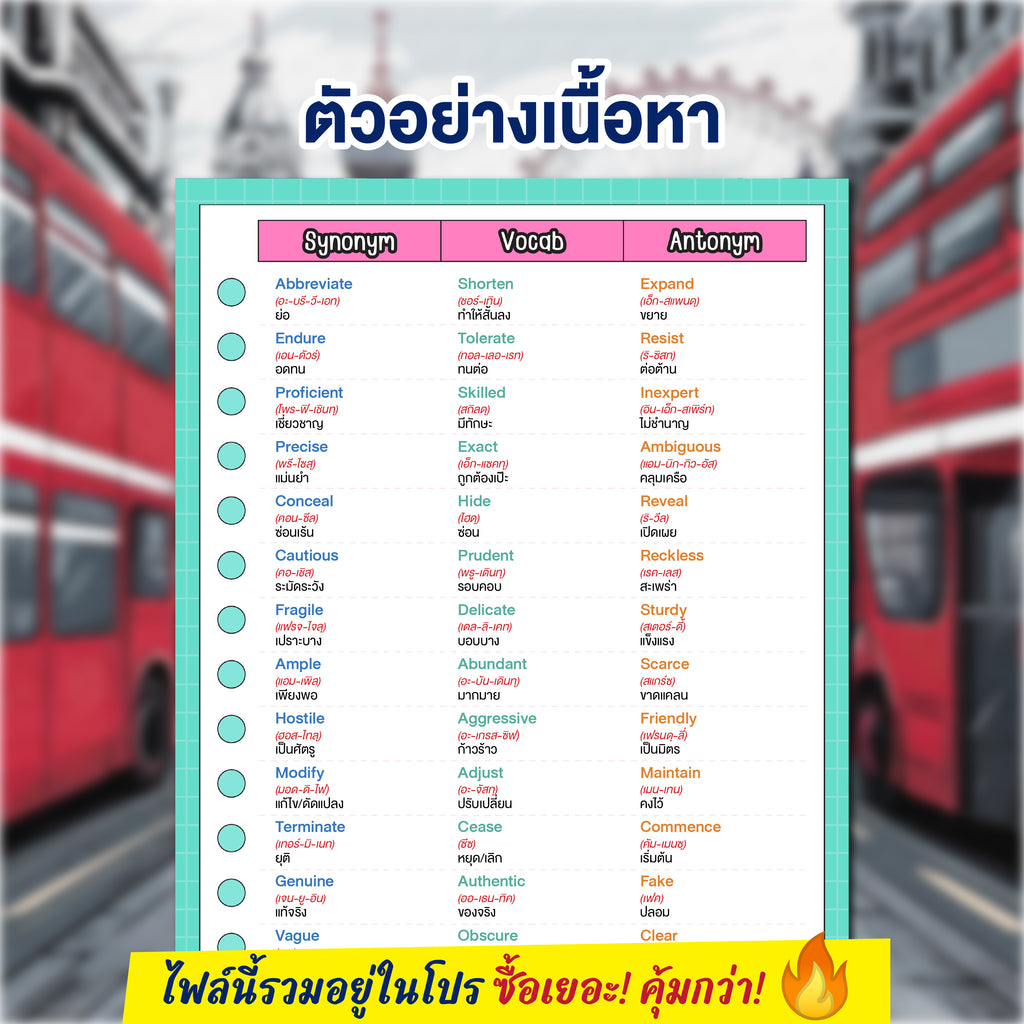 E-Book จำกลุ่มศัพท์ 3 ช่อง ท่องได้ 750 คำ ในพริบตาโดยครูพี่แอน
