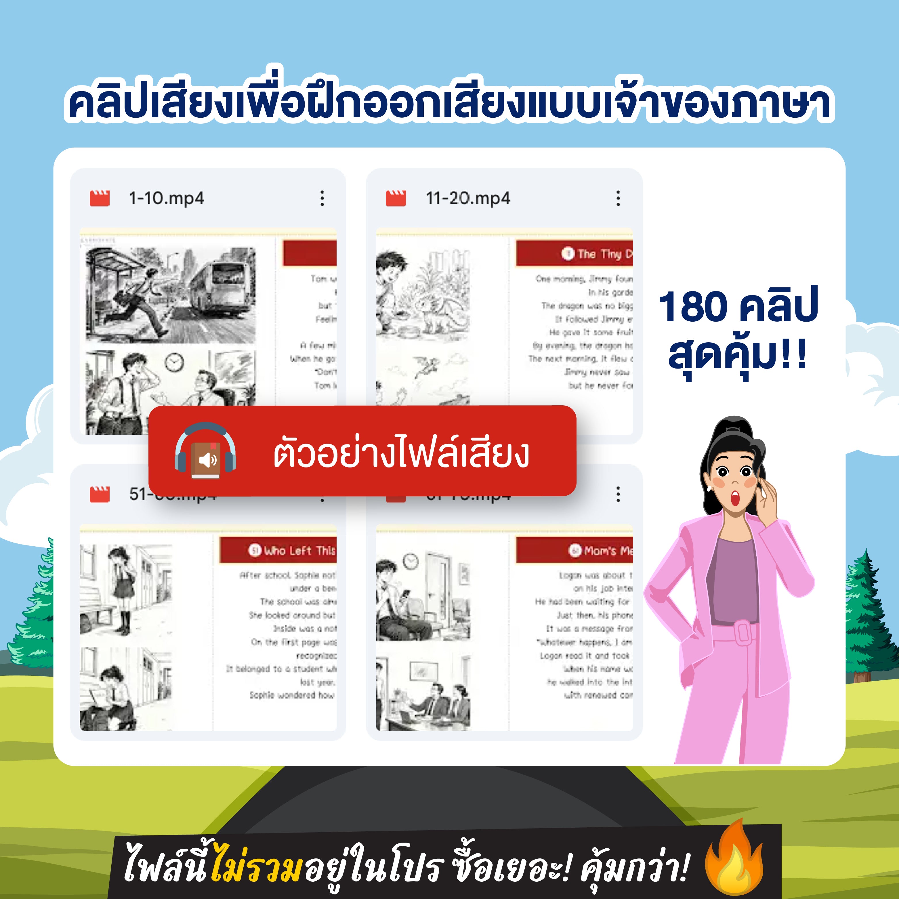 E-Book แพ็คเกจ 190 เรื่องสั้นภาษาอังกฤษ อ่านวันละ 1 เรื่องได้ศัพท์ 1,900 คำ (พร้อมไฟล์เสียง 190 เรื่อง)โดยครูพี่แอน